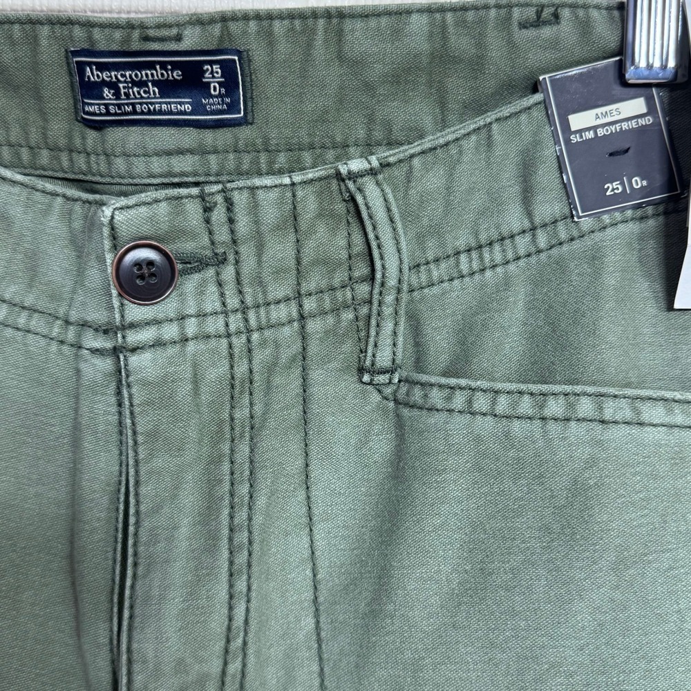 Abercrombie‎ Fitch Ames Slim Boyfriend Cargo Pants Olive Green Size 25 - Picture 4 of 6